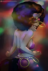 Size: 1080x1620 | Tagged: afro, anthro, artist:ohmymarton, breasts, dancing, derpibooru import, ear piercing, earring, female, jewelry, oc, oc:flash candy, piercing, solo, solo female, suggestive, unofficial characters only