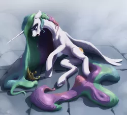 Size: 5000x4500 | Tagged: safe, artist:nadnerbd, derpibooru import, princess celestia, alicorn, pony, absurd resolution, crown, crying, female, jewelry, mare, missing accessory, regalia, sad, solo