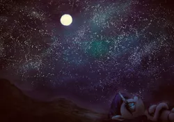 Size: 4000x2800 | Tagged: safe, artist:plotcore, derpibooru import, rarity, pony, unicorn, atg 2017, female, full moon, looking up, mare, moon, newbie artist training grounds, night, on back, profile, smiling, solo, stargazing, starry night, stars