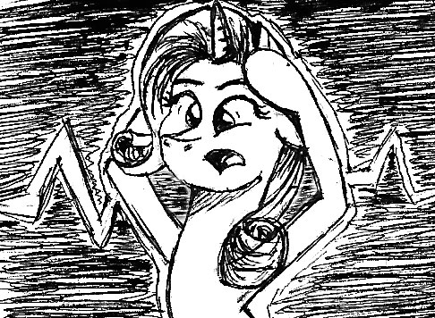 Size: 486x356 | Tagged: safe, artist:moonlightfan, derpibooru import, rarity, pony, unicorn, armpits, black and white, bust, female, grayscale, mare, monochrome, open mouth, solo