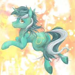 Size: 3125x3125 | Tagged: safe, artist:sasho1223, derpibooru import, lyra heartstrings, pony, unicorn, female, high res, looking at you, looking back, looking back at you, mare, solo