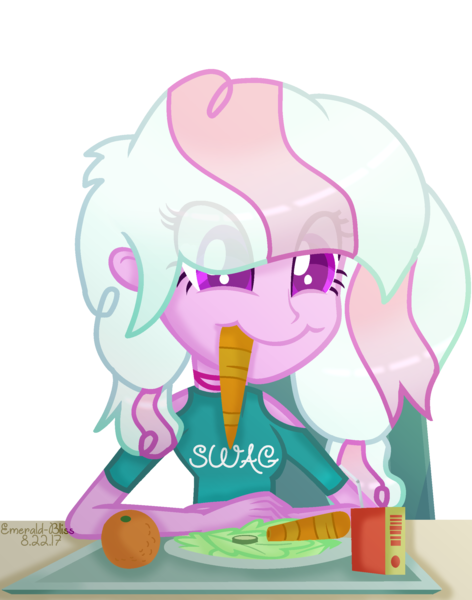 Size: 1888x2400 | Tagged: safe, artist:emerald-bliss, derpibooru import, oc, oc:bubble pop, unofficial characters only, equestria girls, carrot, equestria girls-ified, food, juice, lettuce, orange, solo