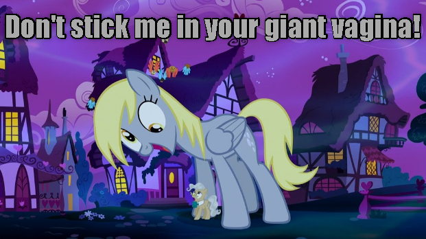 Size: 621x348 | Tagged: caption, derpibooru import, derpy hooves, derpysaur, do princesses dream of magic sheep, dreamscape, edit, edited screencap, giant derpy hooves, giantess, hellsing ultimate abridged, image macro, implied unbirthing, implied vore, macro, mayor mare, meme, screencap, suggestive, text