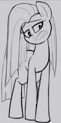 Size: 418x838 | Tagged: safe, artist:january3rd, derpibooru import, pinkie pie, earth pony, pony, female, gray background, grayscale, mare, monochrome, open mouth, pinkamena diane pie, simple background, sketch, solo