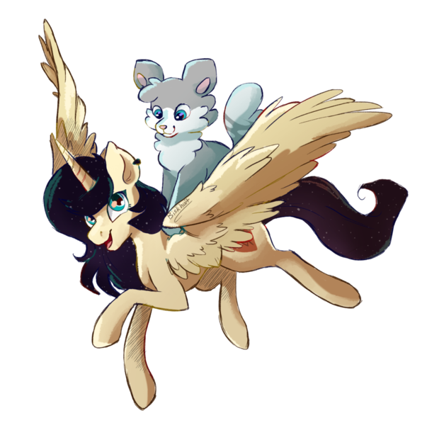 Size: 1024x980 | Tagged: safe, artist:biskhuit, derpibooru import, oc, oc:bia, unofficial characters only, alicorn, cat, pegasus, pony, female, flying, mare, simple background, solo, transparent background