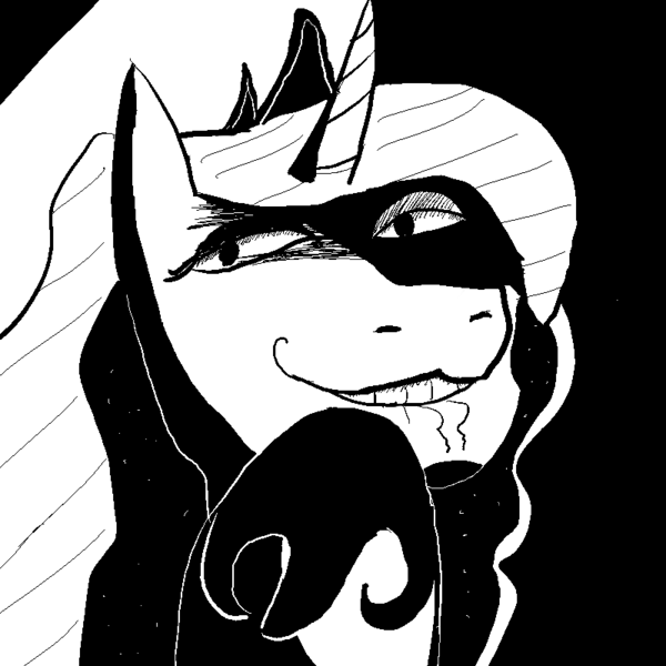 Size: 800x800 | Tagged: safe, artist:silence, derpibooru import, princess luna, alicorn, pony, black and white, female, grayscale, lip bite, mare, monochrome, smug, solo