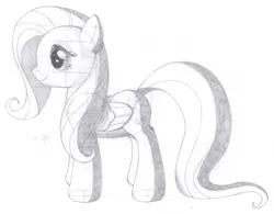 Size: 1808x1407 | Tagged: safe, artist:aafh, derpibooru import, fluttershy, pegasus, pony, grayscale, monochrome, simple background, smiling, solo, traditional art, white background