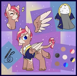 Size: 3141x3127 | Tagged: safe, artist:cloureed, derpibooru import, oc, oc:strawberry breeze, unofficial characters only, pegasus, pony, clothes, color palette, cutie mark, jacket, long tail, ponysona, redesign, reference sheet, shoulder up, solo