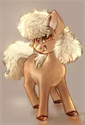 Size: 1401x2062 | Tagged: safe, artist:segraece, derpibooru import, oc, oc:carousel, unofficial characters only, earth pony, pony, blank flank, chest fluff, commission, looking at you, smiling, solo, unshorn fetlocks