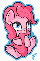 Size: 400x600 | Tagged: safe, artist:klemm, derpibooru import, pinkie pie, earth pony, pony, animated, atg 2017, biting, blushing, chibi, cute, diapinkes, eye shimmer, female, gif, hnnng, hug, mare, newbie artist training grounds, nibbling, nom, solo, sweet dreams fuel, tail bite, tail chewing, tail hug, underhoof, weapons-grade cute