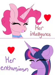 Size: 1280x1752 | Tagged: safe, artist:tomboygirl45, derpibooru import, pinkie pie, twilight sparkle, alicorn, pony, princessponk, alicornified, ask, eyes closed, female, heart, lesbian, pinkiecorn, race swap, shipping, smiling, tumblr, twinkie, xk-class end-of-the-world scenario