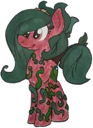 Size: 1024x1404 | Tagged: safe, artist:binkyt11, derpibooru import, oc, oc:terra flora, unofficial characters only, plant pony, female, leaves, mare, older, simple background, solo, traditional art, transparent background, vine