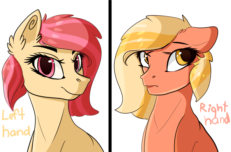 Size: 3180x2100 | Tagged: safe, artist:isorrayi, derpibooru import, oc, unofficial characters only, earth pony, pony, bust, female, high res, left hand challenge, mare, meme, portrait, right hand challenge