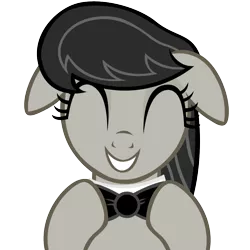 Size: 1024x1024 | Tagged: safe, artist:dtkraus, derpibooru import, octavia melody, pony, bowtie, cute, eyes closed, floppy ears, grayscale, grin, happy, monochrome, simple background, smiling, solo, tavibetes, transparent background, vector