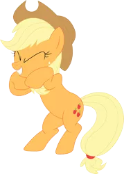 Size: 2565x3582 | Tagged: safe, artist:porygon2z, derpibooru import, applejack, earth pony, pony, apple family reunion, applejack's hat, bipedal, cowboy hat, excited, eyes closed, female, freckles, hat, mare, simple background, smiling, standing, transparent background, vector