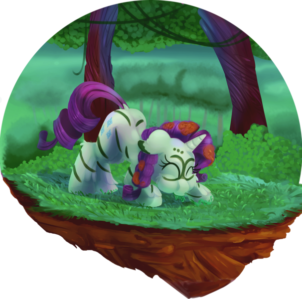 Size: 2000x1979 | Tagged: safe, artist:discorded, derpibooru import, rarity, pony, unicorn, atg 2017, eating, eyes closed, female, grass, mare, newbie artist training grounds, scenery, solo, tribal