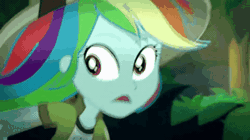 Size: 360x202 | Tagged: safe, derpibooru import, screencap, rainbow dash, parrot, eqg summertime shorts, equestria girls, leaping off the page, animated, gif, midriff