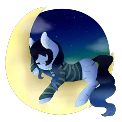 Size: 2000x2000 | Tagged: safe, artist:minetane, derpibooru import, oc, oc:shayla, unofficial characters only, earth pony, pony, crescent moon, moon, simple background, sleeping, sleeping on moon, solo, tangible heavenly object, transparent background, ych result