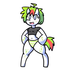 Size: 1000x1000 | Tagged: belly button, clothes, derpibooru import, female, mascot, oc, oc:choroya, panties, semi-anthro, striped underwear, suggestive, underwear, unofficial characters only