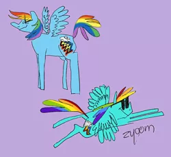 Size: 1200x1100 | Tagged: safe, artist:motionwaltz, derpibooru import, rainbow dash, pegasus, pony, cool, flying, image, png, purple background, simple background, smiling, solo, spread wings, sunglasses, wings