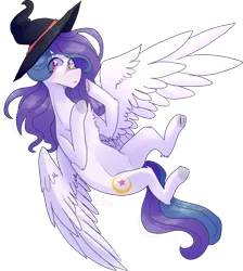 Size: 1024x1144 | Tagged: safe, artist:emily-826, derpibooru import, oc, oc:shylu, unofficial characters only, pegasus, pony, female, hat, heterochromia, mare, simple background, solo, transparent background, witch hat