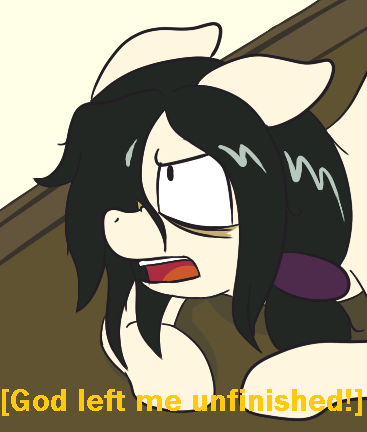 Size: 367x432 | Tagged: safe, artist:scraggleman, derpibooru import, oc, oc:floor bored, unofficial characters only, earth pony, pony, /mlp/, 4chan, angry, dank memes, dialogue, filthy frank, looking up, meme, open mouth, ponytail, prone, shitposting, solo