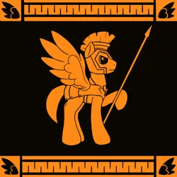 Size: 720x720 | Tagged: safe, artist:redquoz, derpibooru import, pegasus, pony, ancient greece, armor, atg 2017, greek, monochrome, newbie artist training grounds, pottery, royal guard, solo, spear, style emulation, vase, weapon