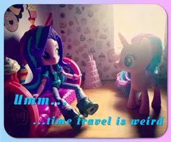 Size: 2048x1699 | Tagged: safe, artist:lucaspratt, derpibooru import, starlight glimmer, pony, equestria girls, beanie, doll, equestria girls minis, eqventures of the minis, hat, human ponidox, implied time travel, irl, photo, self ponidox, toy