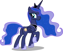 Size: 8315x6682 | Tagged: safe, artist:chrzanek97, derpibooru import, princess luna, alicorn, pony, a royal problem, absurd resolution, cutie mark, female, looking back, mare, plot, raised hoof, simple background, solo, swapped cutie marks, transparent background, vector