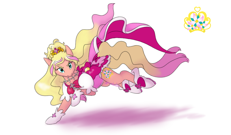 Size: 1600x937 | Tagged: safe, artist:kourabiedes, derpibooru import, ponified, pony, cure flora, female, go princess precure, haruka haruno, magical girl, pretty cure, simple background, solo, transparent background