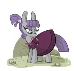 Size: 801x773 | Tagged: safe, artist:ponygoggles, derpibooru import, maud pie, earth pony, pony, alternate hairstyle, clothes, dress, fancy dress, female, long ears, looking back, mare, maudabetes, solo