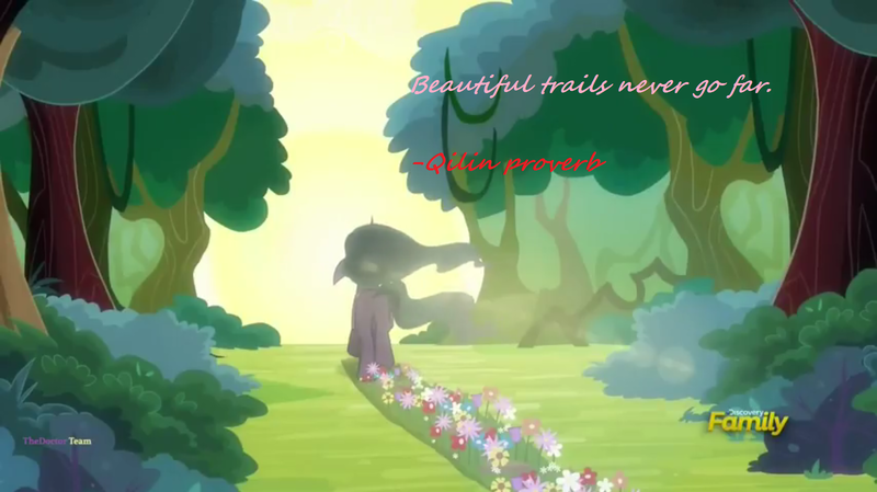 Size: 1600x898 | Tagged: safe, artist:meiyeezhu, derpibooru import, screencap, mistmane, pony, campfire tales, discovery family logo, flower, forest, proverb, solo, wisdom