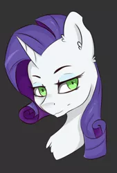 Size: 607x896 | Tagged: safe, artist:tavifly, derpibooru import, rarity, pony, bust, dark side, green eyes, inspirarity, portrait, possessed, smiling, solo