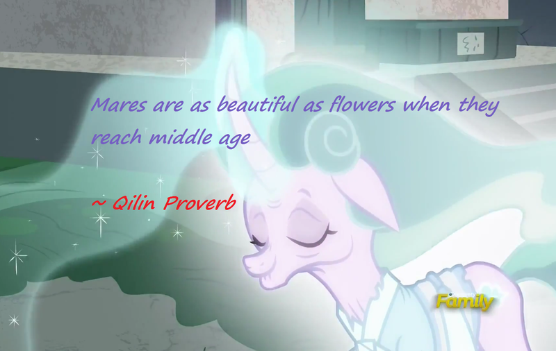 Size: 1420x898 | Tagged: safe, artist:meiyeezhu, derpibooru import, edit, edited screencap, screencap, mistmane, pony, unicorn, campfire tales, aging, discovery family logo, female, floppy ears, magic, magic aura, mare, old, proverb, wisdom