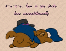 Size: 615x482 | Tagged: safe, artist:heylookasquirrel, artist:ponballoon, derpibooru import, oc, oc:hopscotch, unofficial characters only, pony, animated, frame by frame, gif, hat, love letters, sleeping