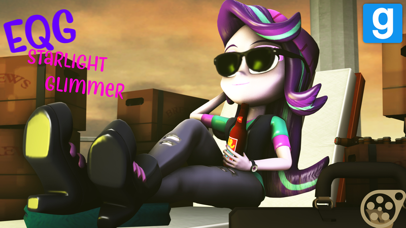 Size: 2560x1440 | Tagged: safe, artist:minerjacker, derpibooru import, starlight glimmer, equestria girls, spoiler:eqg specials, 3d, beanie, downloadable, gmod, hat, source filmmaker, sunglasses