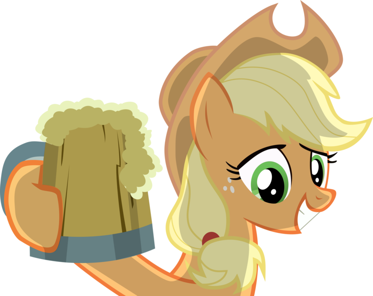 Size: 5000x3965 | Tagged: safe, artist:laberoon, derpibooru import, applejack, earth pony, pony, the super speedy cider squeezy 6000, absurd resolution, cider, cider mug, cowboy hat, female, grin, hat, high res, hoof hold, hooves, mare, mug, simple background, smiling, solo, tankard, transparent background, vector