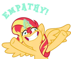 Size: 5000x4125 | Tagged: safe, artist:orin331, derpibooru import, sunset shimmer, alicorn, pony, absurd resolution, alicornified, context is for the weak, element of empathy, empathy, faic, female, grin, happiness, insanity, mare, race swap, rarisnap, shimmercorn, simple background, smiling, snapset shimmer, solo, spread wings, transparent background, vector, why i'm creating a gown darling, wings