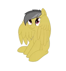 Size: 976x1048 | Tagged: safe, artist:neuro, derpibooru import, daring do, pegasus, pony, cute, daring dorable, female, mare, missing accessory, missing cutie mark, simple background, sitting, smiling, solo, spread wings, transparent background, wing fluff, wings
