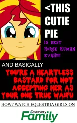 Size: 1800x2888 | Tagged: safe, derpibooru import, sunset shimmer, human, equestria girls, best human, clickbait, cute, cutie pie, discovery family logo, female, looking at you, not to be taken seriously, shimmerbetes, waifu