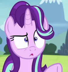 Size: 987x1053 | Tagged: safe, derpibooru import, screencap, starlight glimmer, pony, unicorn, rock solid friendship, :o, confused, cropped, faic, female, frown, mare, open mouth, raised eyebrow, raised hoof, reaction image, solo, underhoof, wat, wide eyes, wtf