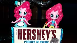 Size: 960x540 | Tagged: safe, derpibooru import, pinkie pie, equestria girls, chocolate, collection, doll, duality, equestria girls minis, eqventures of the minis, food, self paradox, toy