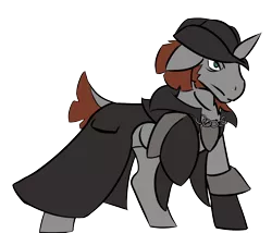 Size: 1400x1200 | Tagged: safe, artist:tartsarts, derpibooru import, oc, oc:flint, unofficial characters only, pony, unicorn, chains, changeling hunter, clothes, solo