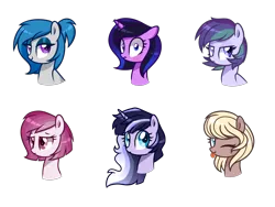 Size: 2800x2100 | Tagged: safe, artist:darkynez, derpibooru import, oc, oc:nightlight jewel, oc:rosette, oc:spooky glare, oc:starry sky, oc:violet blaze, unofficial characters only, pony, bust, simple background, transparent background