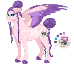 Size: 1035x900 | Tagged: safe, artist:bijutsuyoukai, derpibooru import, oc, oc:fauna, unofficial characters only, pegasus, pony, colored wings, female, glasses, magical lesbian spawn, mare, multicolored wings, offspring, parent:fluttershy, parent:rarity, parents:flarity, reference sheet, simple background, solo, transparent background