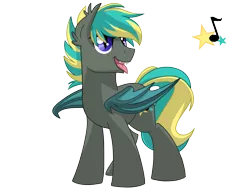 Size: 1024x768 | Tagged: source needed, safe, artist:itstaylor-made, derpibooru import, oc, oc:star song, unofficial characters only, bat pony, cutie mark, fangs, male, simple background, solo, tongue out, two toned mane