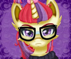 Size: 1225x1010 | Tagged: safe, artist:diamondsparkle7, derpibooru import, moondancer, pony, bust, portrait, solo