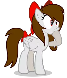 Size: 4600x5360 | Tagged: safe, artist:rsa.fim, derpibooru import, oc, oc:whisper hope, unofficial characters only, pegasus, pony, absurd resolution, bow, female, hoof sucking, mare, mexican, red eyes, ribbon, simple background, solo, sucking, tail bow, tail wrap, transparent background, unitárium, vector