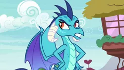 Size: 1280x720 | Tagged: angry, betrayed, derpibooru import, dragon, gritted teeth, hands on waist, insulted, princess ember, safe, screencap, solo, triple threat