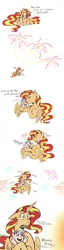 Size: 2498x9753 | Tagged: safe, artist:overlordneon, derpibooru import, sunset shimmer, oc, oc:nova dawn, alicorn, pony, :o, :t, alicorn oc, alicornified, baby, baby pony, comic, cuddling, cute, dialogue, female, fireworks, floppy ears, frown, glowing horn, happy, i've made a huge mistake, instant regret, kissing, laughing, long mane, magic, magical lesbian spawn, mare, mistakes were made, next generation, nuzzling, offspring, open mouth, parent:sunset shimmer, parent:twilight sparkle, parents:sunsetsparkle, prone, race swap, shimmercorn, simple background, smiling, spread wings, underhoof, white background, wide eyes, wings